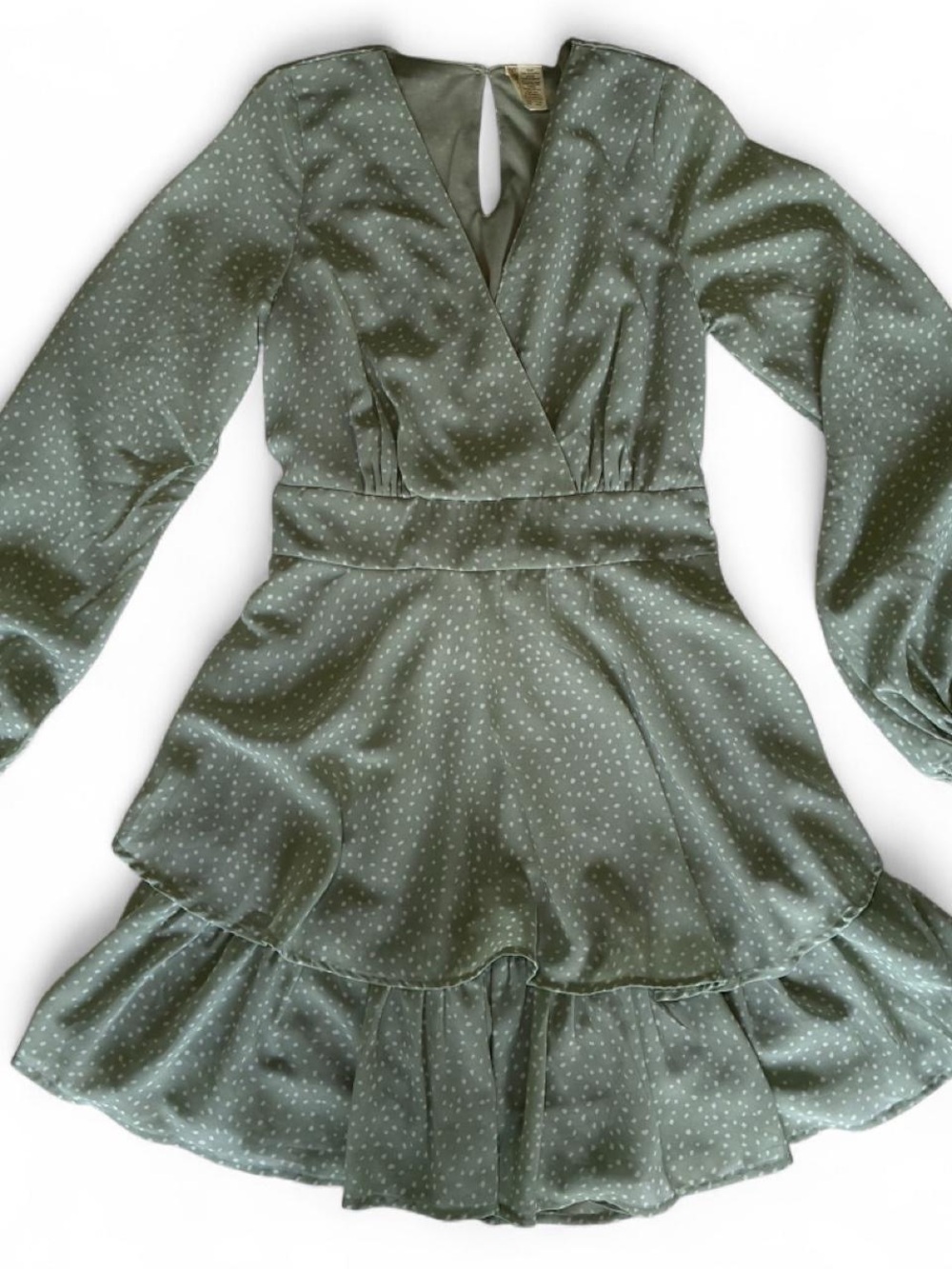 Japna Sage Green Polka Dot Wrap Dress